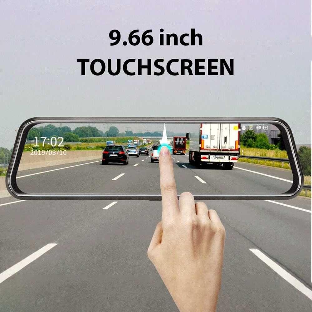 9.66 inch Регистратор Cobra Android Auto Carplay Waze с две камери